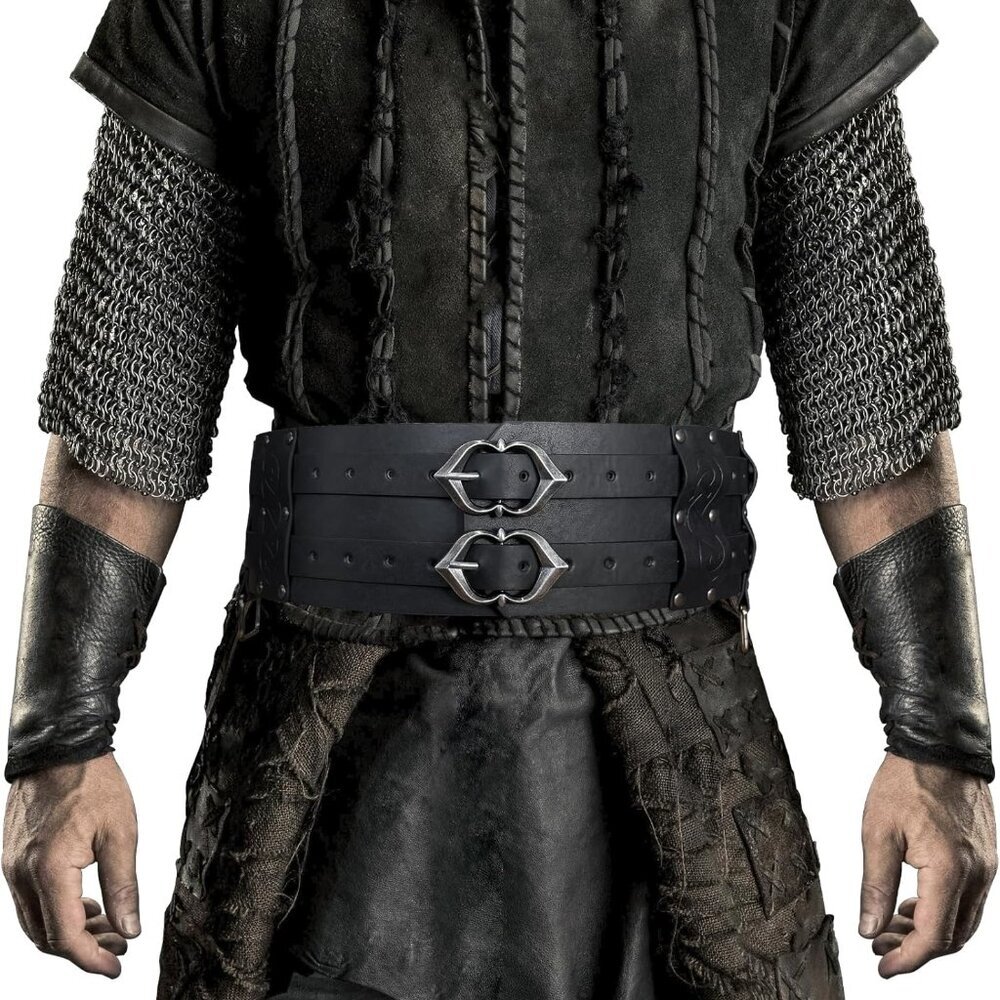 Viking Wide Belt, Medieval Faux Leather Armor Belt, Knight Corset Belt, LARP Hal